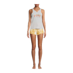 Love @ First Sight Grey Ribbed "Love" Tank with Tie Dye Shorts Set NWT